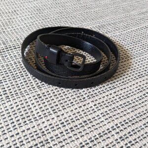 Black Leather Skinny Belt OS